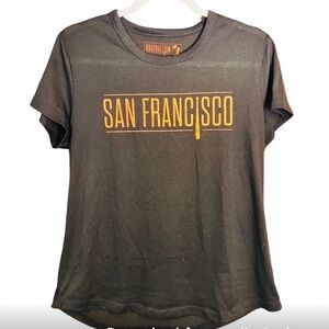 MLB San Francisco Olive Green and Orange Short Sleeve Stretchy T-Shirt